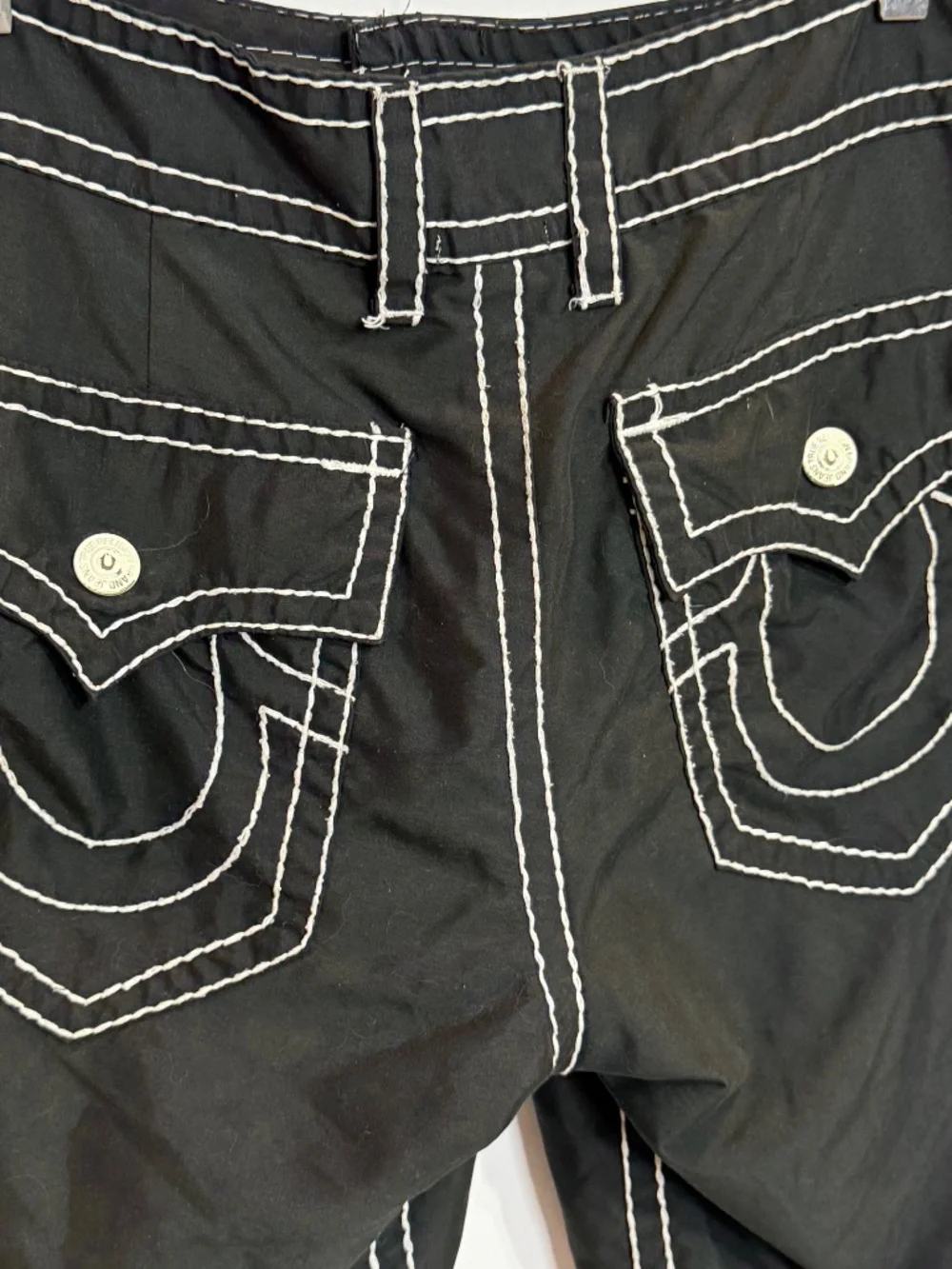 True Religion Men’s Black Swim Trunks White Stitching